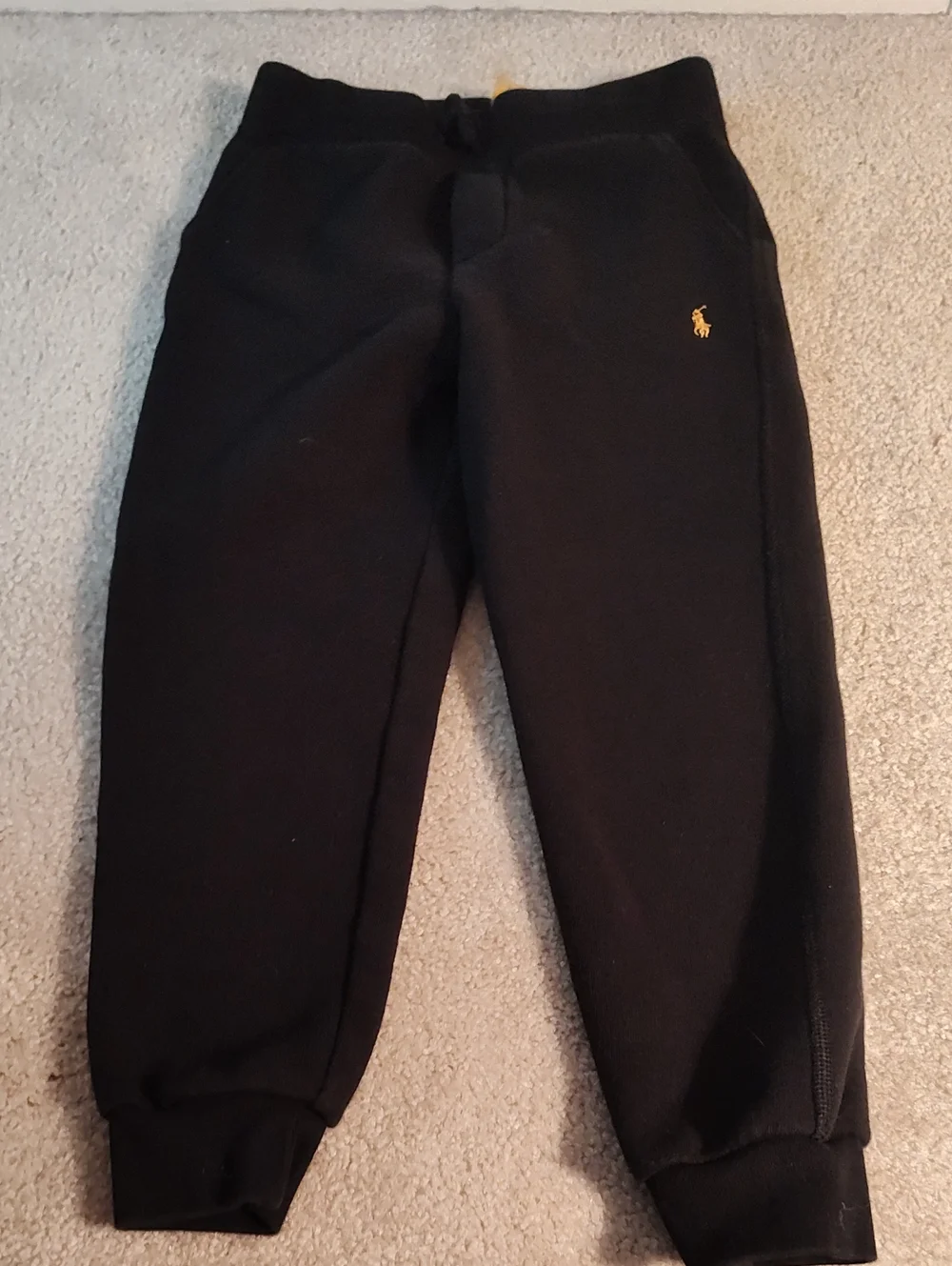 Ralph Lauren Black Jogger Sweatpants with Gold Pony